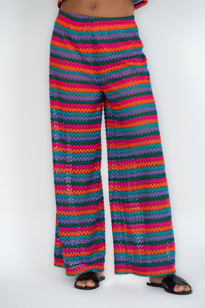 Pantalón ancho crochet multicolor