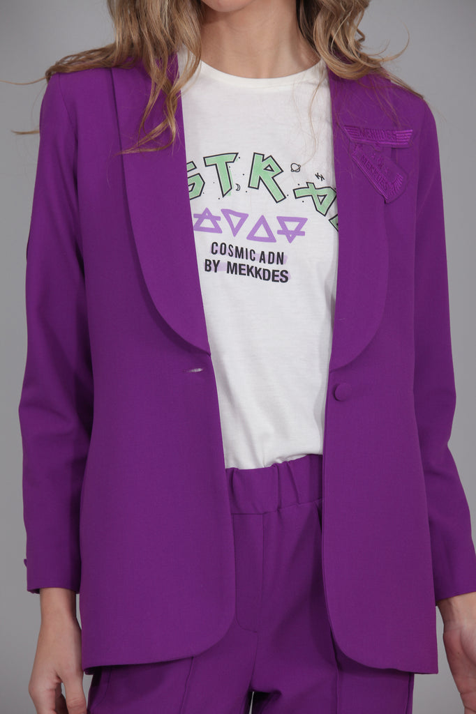 Chaquetas Americanas para Mujer Blazer de Cuello Esmoquin Unicolor (Color :  Violet Purple, Size : X-Small) : : Ropa, Zapatos y Accesorios